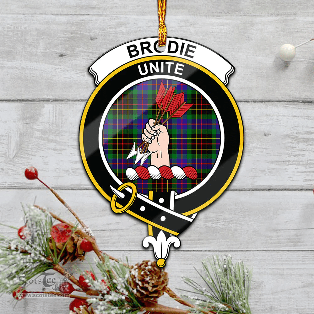 Scottish Brodie Hunting Modern Clan Tartan Mica Ornament Christmas Decoratio - 2-Sided  Scottish Plaid Tartan Plaid