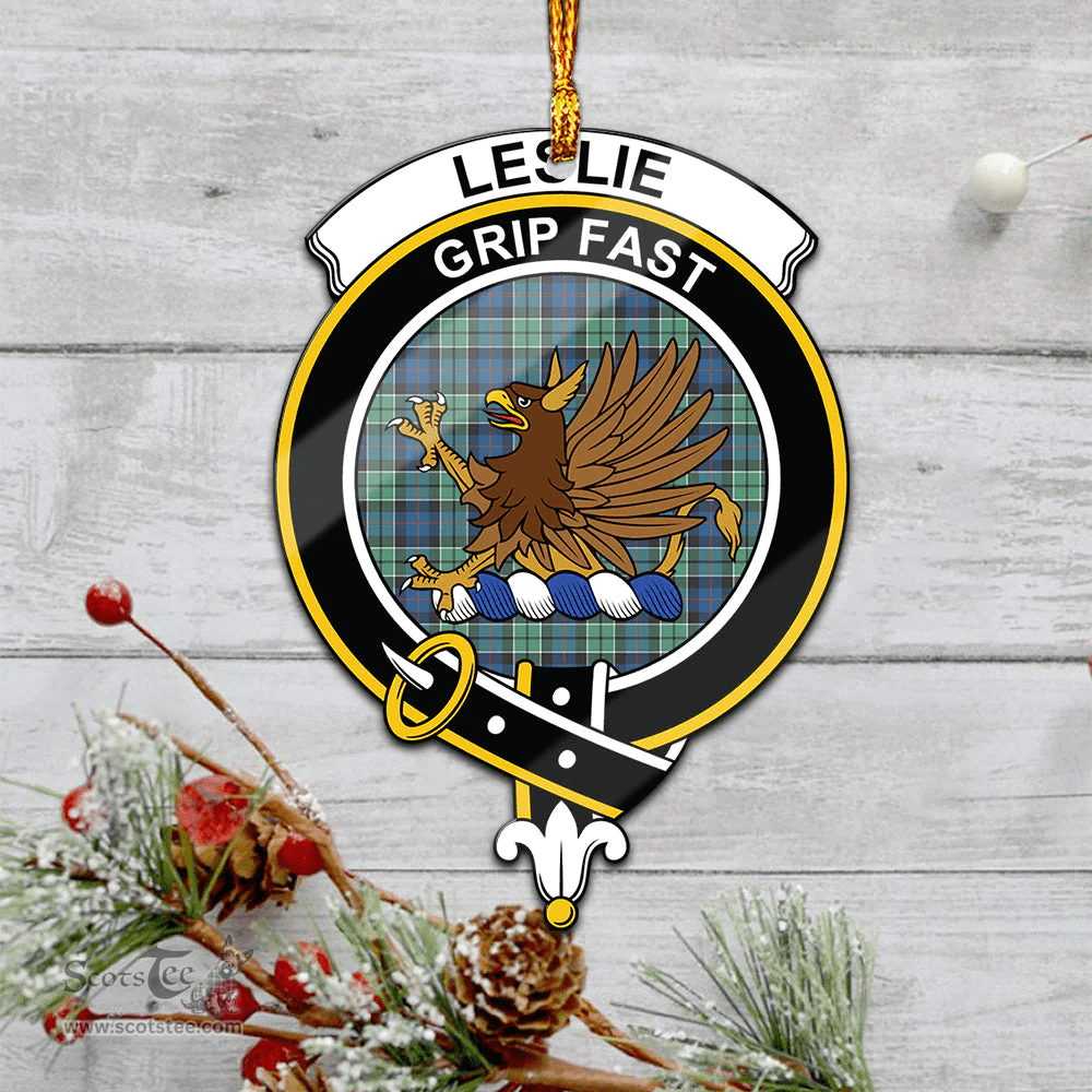 Scottish Leslie Hunting Ancient Clan Tartan Mica Ornament Christmas Decoratio - 2-Sided  Scottish Plaid Tartan Plaid