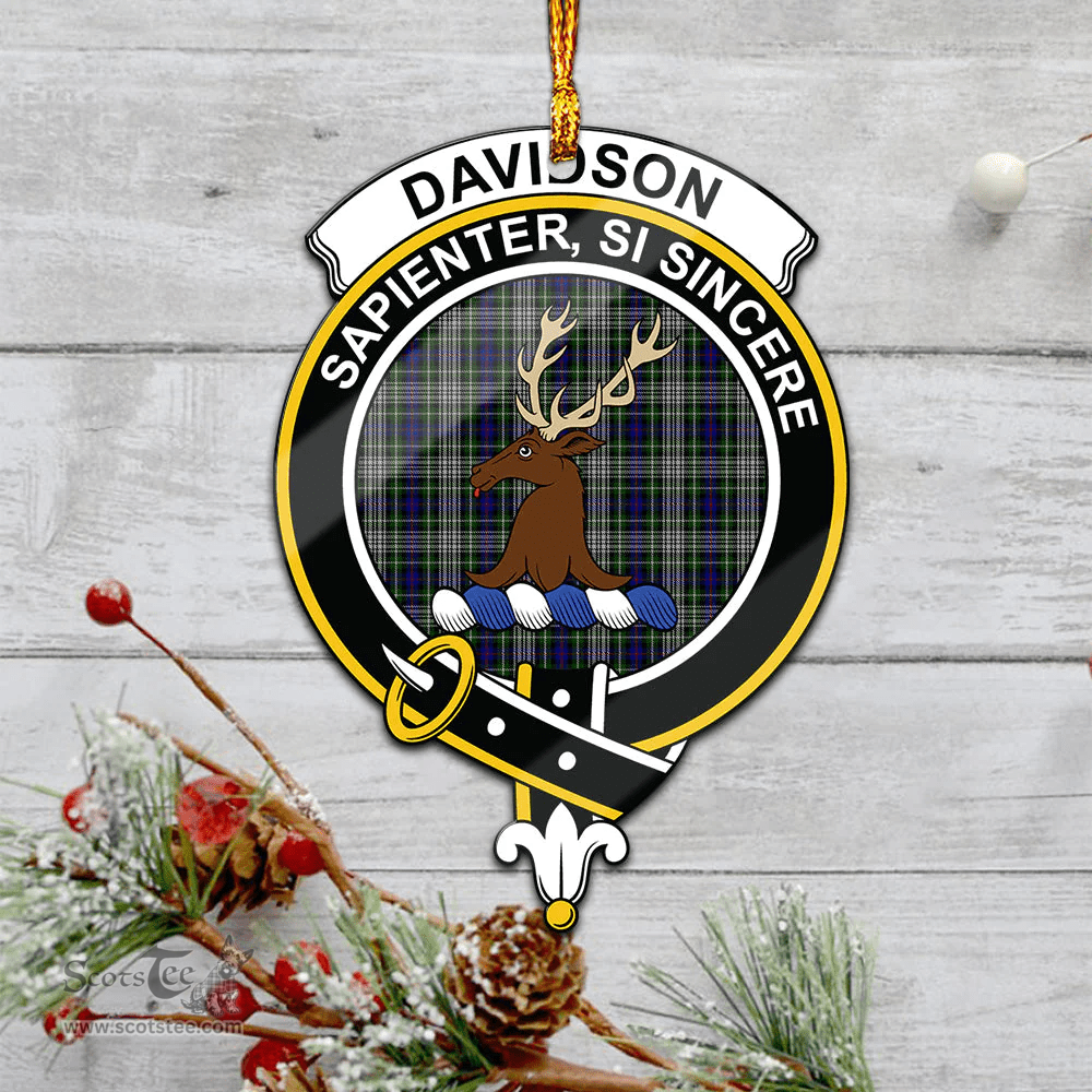 Scottish Davidson Of Tulloch Dress Clan Tartan Mica Ornament Christmas Decoratio - 2-Sided  Scottish Plaid Tartan Plaid