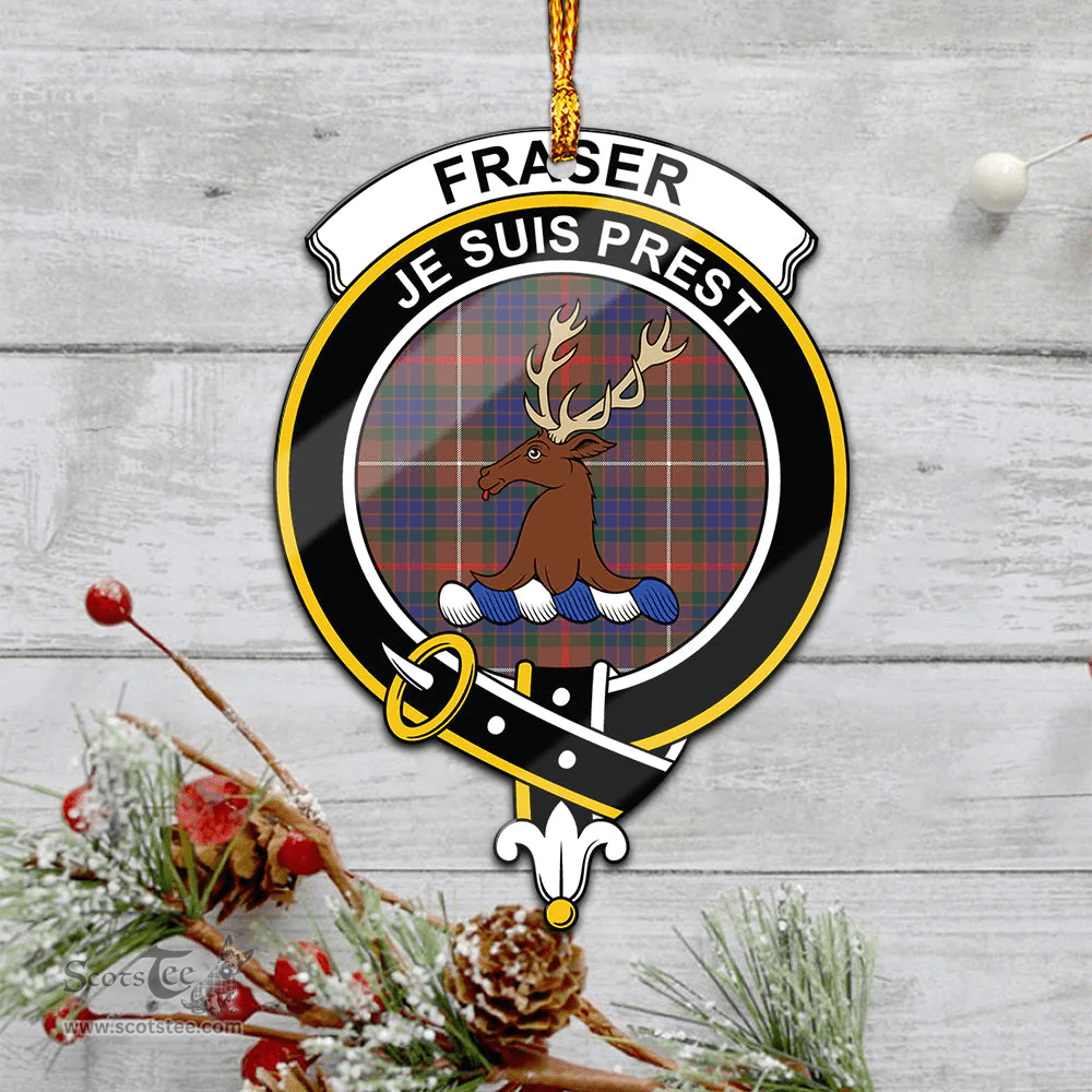 Scottish Fraser Hunting Modern Clan Tartan Mica Ornament Christmas Decoratio - 2-Sided  Scottish Plaid Tartan Plaid