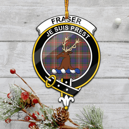 Scottish Fraser Hunting Modern Clan Tartan Mica Ornament Christmas Decoratio - 2-Sided  Scottish Plaid Tartan Plaid