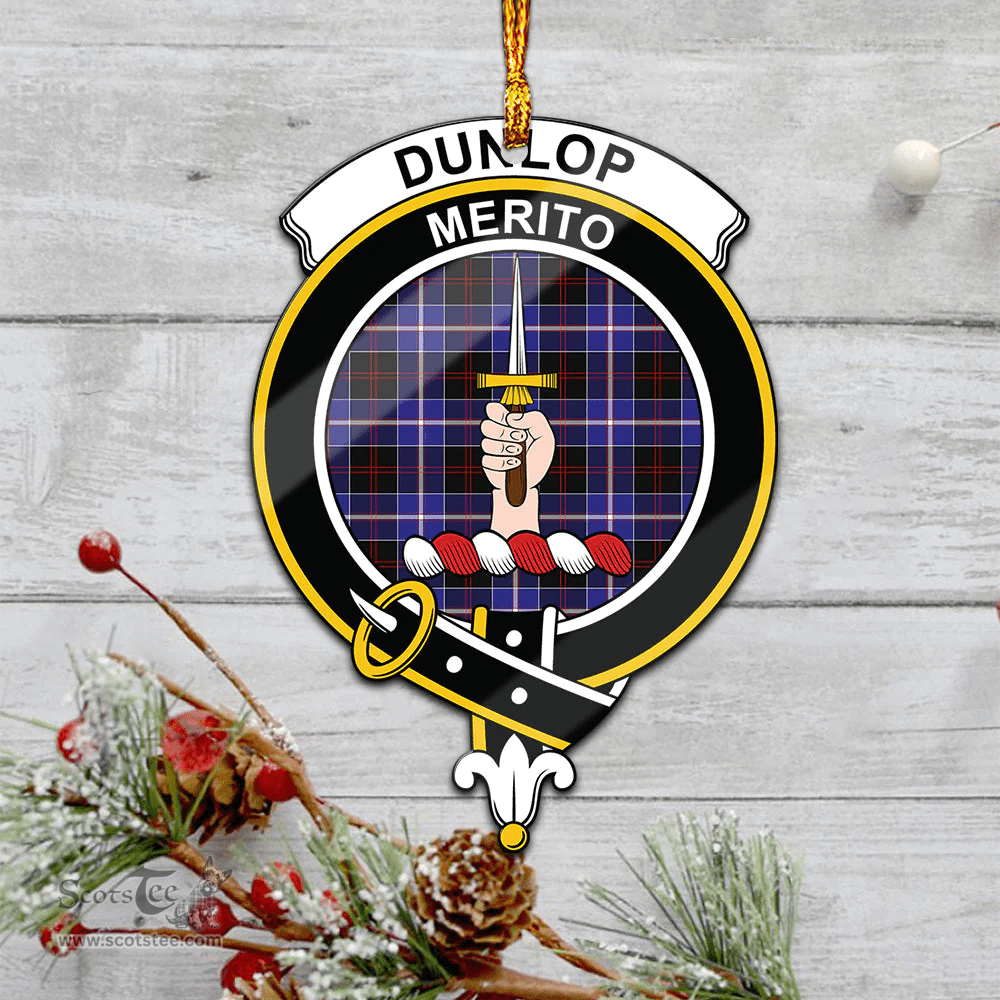 Scottish Dunlop Modern Clan Tartan Mica Ornament Christmas Decoratio - 2-Sided  Scottish Plaid Tartan Plaid