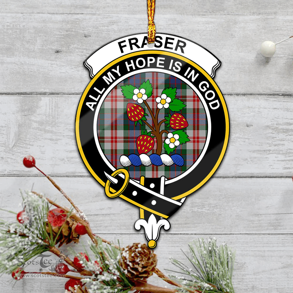 Scottish Fraser Red Dress Clan Tartan Mica Ornament Christmas Decoratio - 2-Sided  Scottish Plaid Tartan Plaid