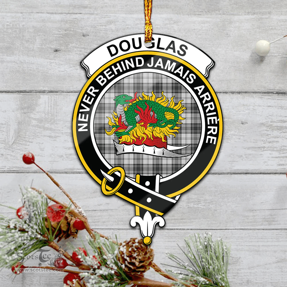 Scottish Douglas Grey Modern Clan Tartan Mica Ornament Christmas Decoratio - 2-Sided  Scottish Plaid Tartan Plaid
