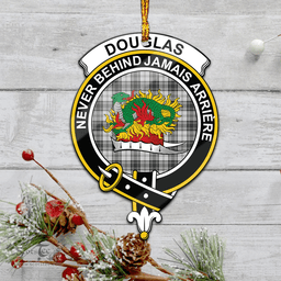 Scottish Douglas Grey Modern Clan Tartan Mica Ornament Christmas Decoratio - 2-Sided  Scottish Plaid Tartan Plaid