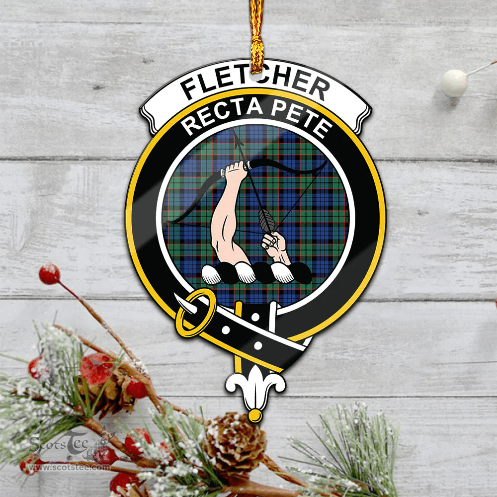 Scottish Fletcher Ancient Clan Tartan Mica Ornament Christmas Decoratio - 2-Sided  Scottish Plaid Tartan Plaid