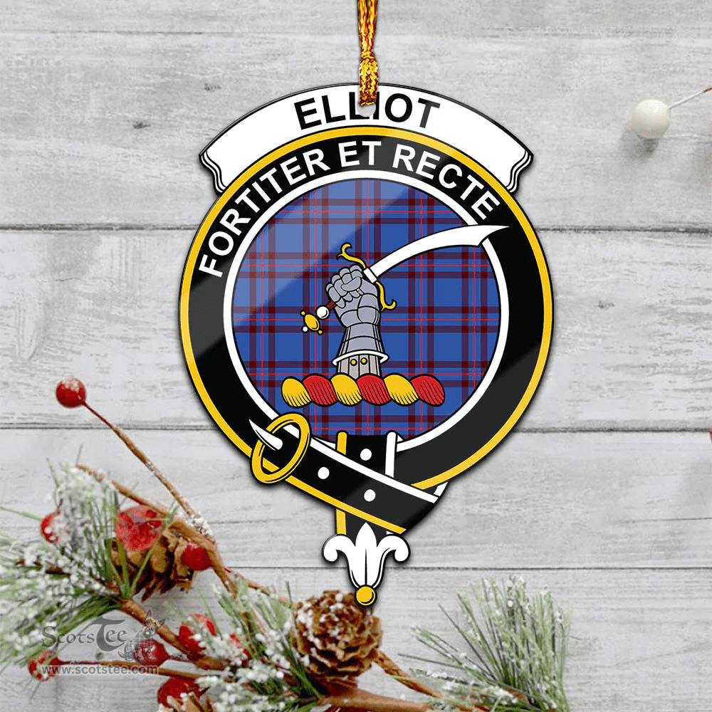 Scottish Elliot Modern Clan Tartan Mica Ornament Christmas Decoratio - 2-Sided  Scottish Plaid Tartan Plaid