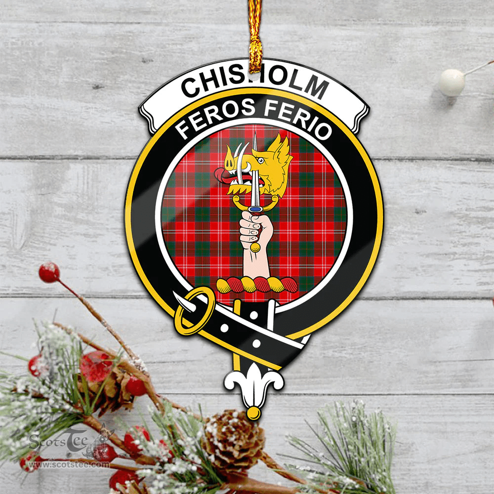 Scottish Chisholm Modern Clan Tartan Mica Ornament Christmas Decoratio - 2-Sided  Scottish Plaid Tartan Plaid