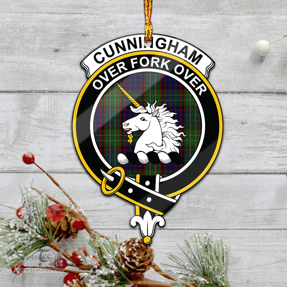 Scottish Cunningham Hunting Clan Tartan Mica Ornament Christmas Decoratio - 2-Sided  Scottish Plaid Tartan Plaid