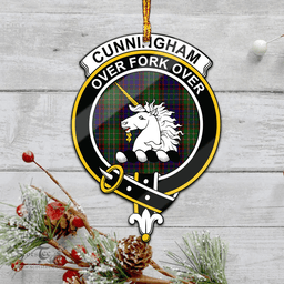 Scottish Cunningham Hunting Clan Tartan Mica Ornament Christmas Decoratio - 2-Sided  Scottish Plaid Tartan Plaid