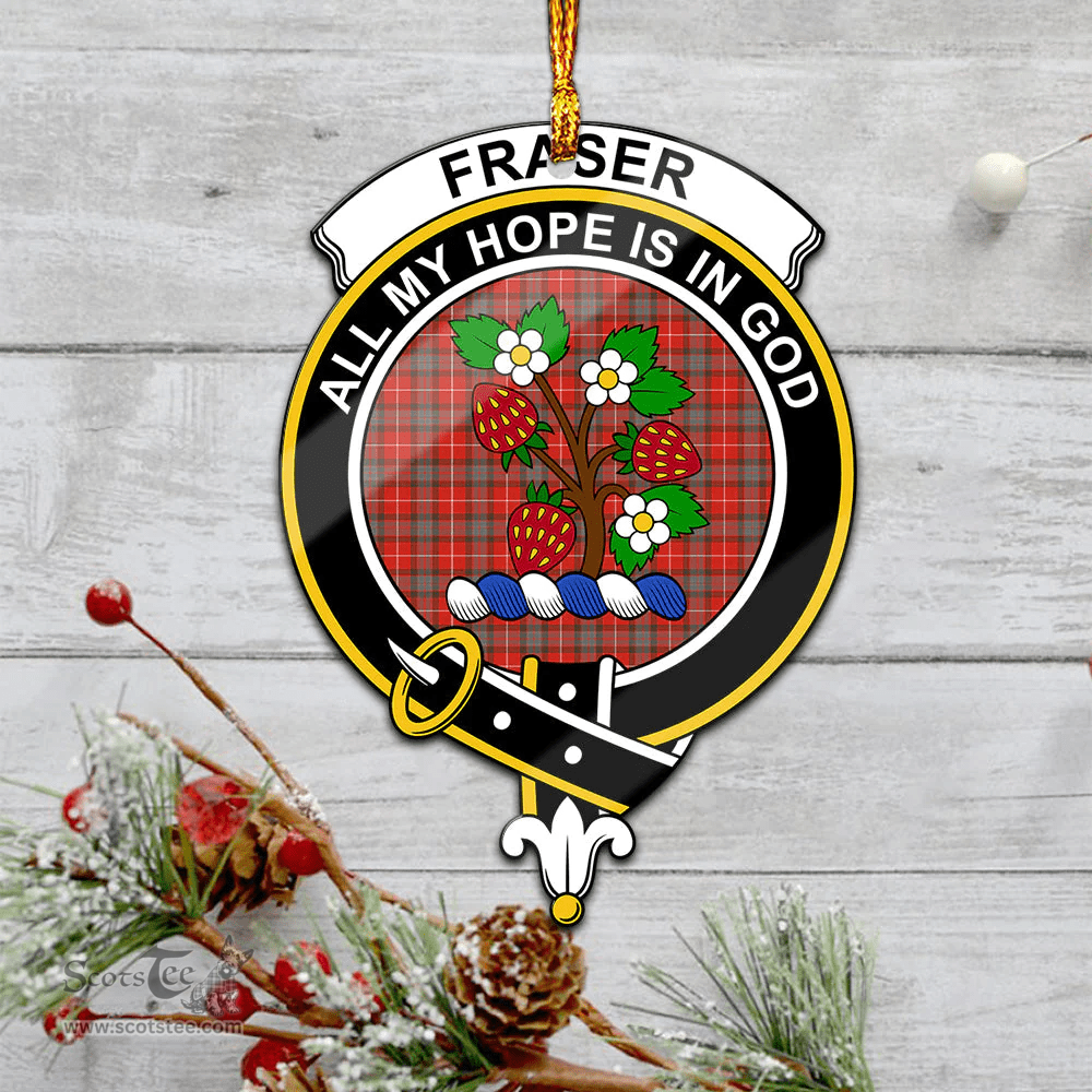 Scottish Fraser Weathered Clan Tartan Mica Ornament Christmas Decoratio - 2-Sided  Scottish Plaid Tartan Plaid