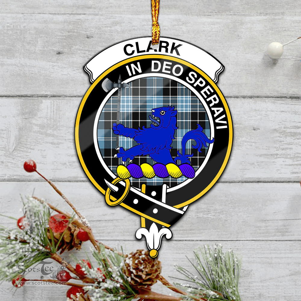 Scottish Clark Lion Ancient Clan Tartan Mica Ornament Christmas Decoratio - 2-Sided  Scottish Plaid Tartan Plaid
