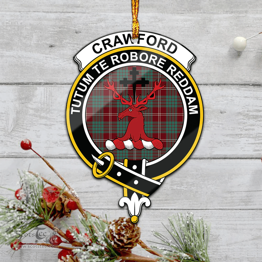 Scottish Crawford Modern Clan Tartan Mica Ornament Christmas Decoratio - 2-Sided  Scottish Plaid Tartan Plaid