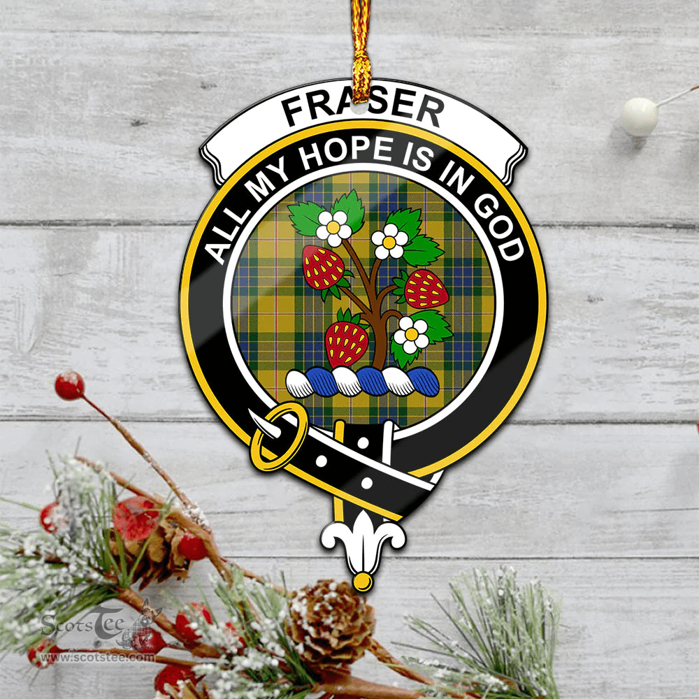 Scottish Fraser Yellow Clan Tartan Mica Ornament Christmas Decoratio - 2-Sided  Scottish Plaid Tartan Plaid
