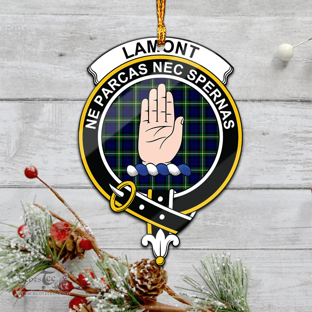 Scottish Lamont Modern Clan Tartan Mica Ornament Christmas Decoratio - 2-Sided  Scottish Plaid Tartan Plaid