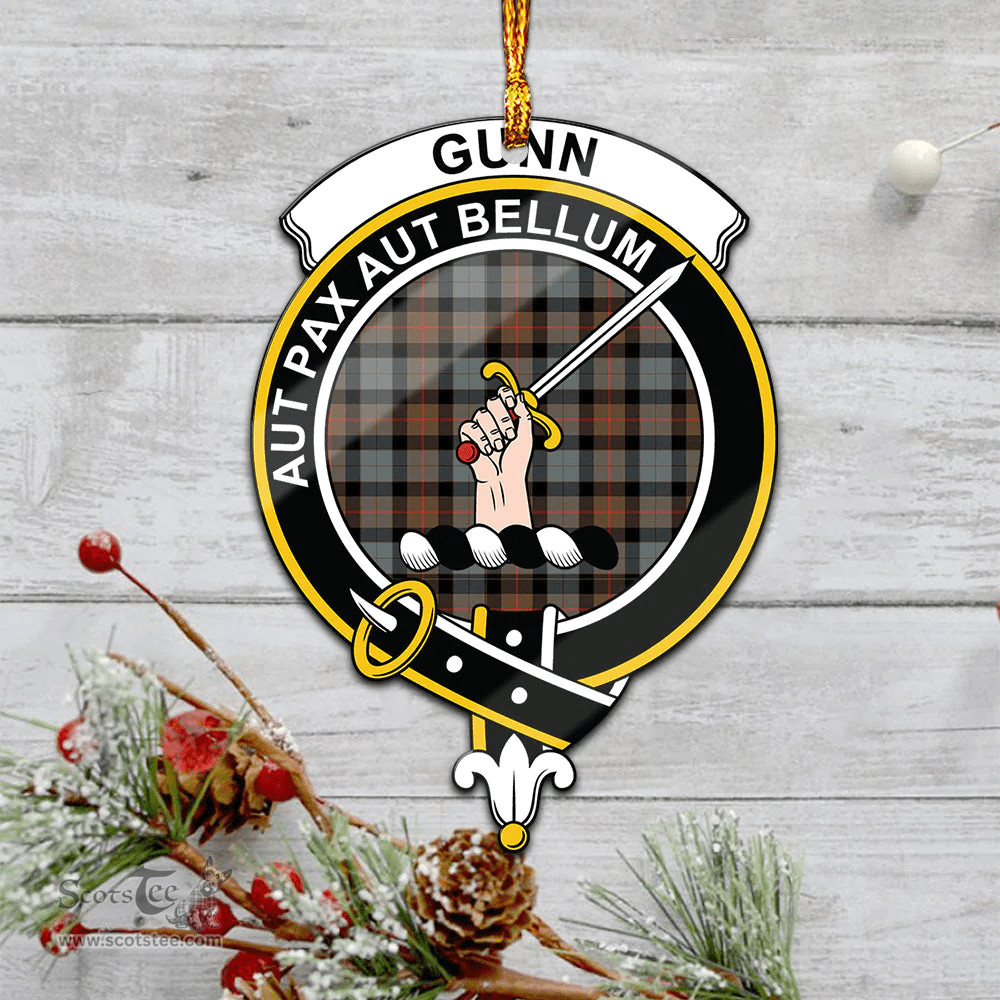 Scottish Gunn Weathered Clan Tartan Mica Ornament Christmas Decoratio - 2-Sided  Scottish Plaid Tartan Plaid