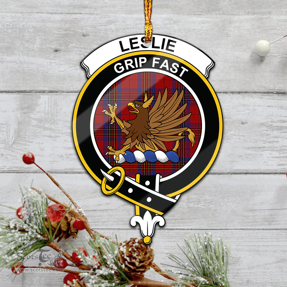 Scottish Leslie Red Clan Tartan Mica Ornament Christmas Decoratio - 2-Sided  Scottish Plaid Tartan Plaid