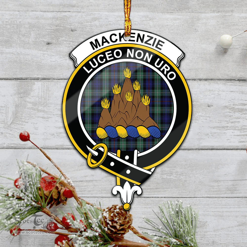 Scottish Mackenzie Hunting Green Clan Tartan Mica Ornament Christmas Decoratio - 2-Sided  Scottish Plaid Tartan Plaid