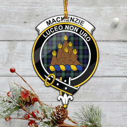 Scottish Mackenzie Hunting Green Clan Tartan Mica Ornament Christmas Decoratio - 2-Sided  Scottish Plaid Tartan Plaid