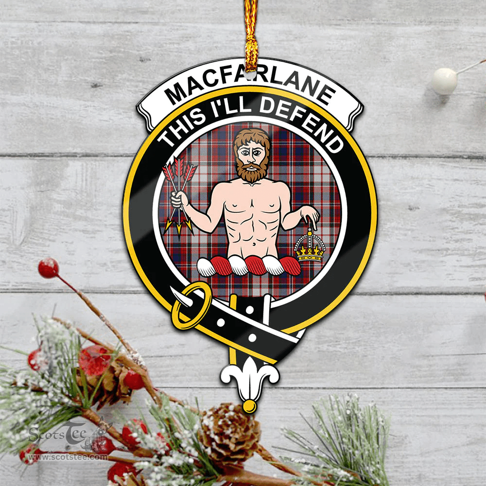 Scottish Macfarlane Dress Clan Tartan Mica Ornament Christmas Decoratio - 2-Sided  Scottish Plaid Tartan Plaid