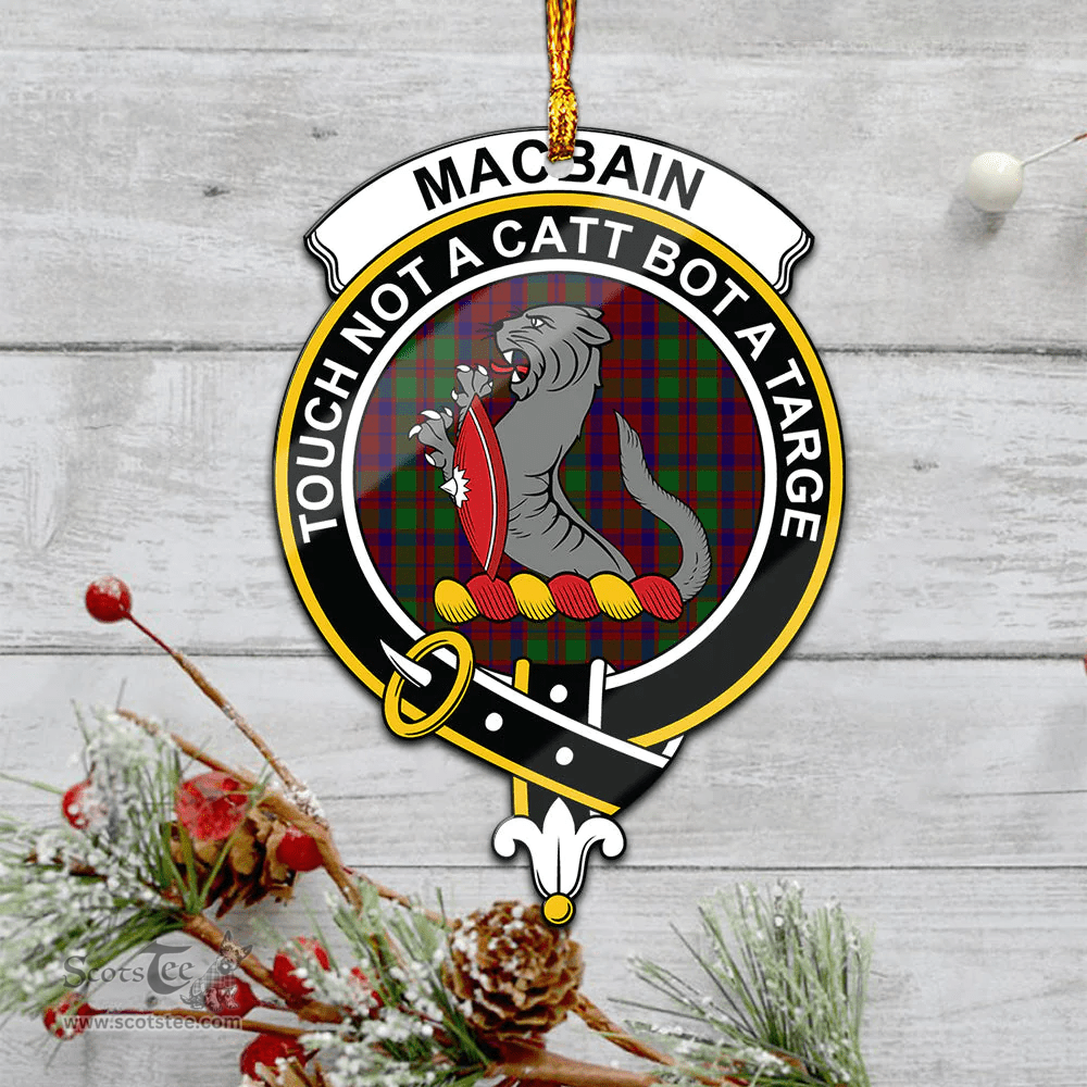 Scottish Macbain Of Tomatin Clan Tartan Mica Ornament Christmas Decoratio - 2-Sided  Scottish Plaid Tartan Plaid
