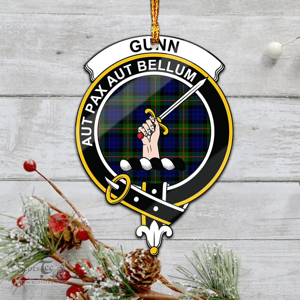 Scottish Gunn Modern Clan Tartan Mica Ornament Christmas Decoratio - 2-Sided  Scottish Plaid Tartan Plaid