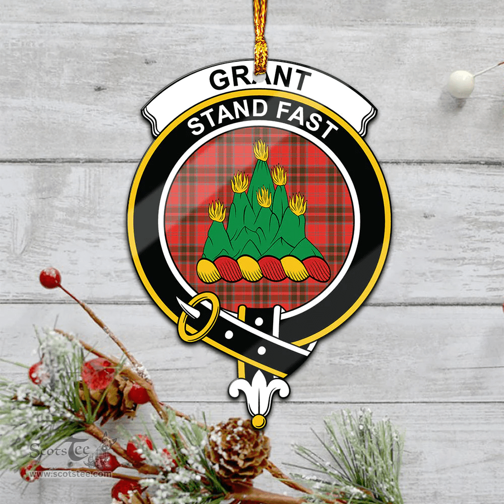 Scottish Grant Weathered Clan Tartan Mica Ornament Christmas Decoratio - 2-Sided  Scottish Plaid Tartan Plaid