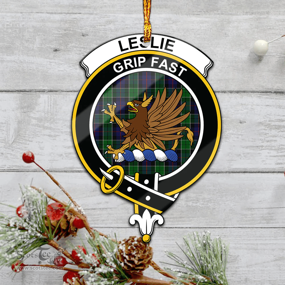 Scottish Leslie Hunting Clan Tartan Mica Ornament Christmas Decoratio - 2-Sided  Scottish Plaid Tartan Plaid