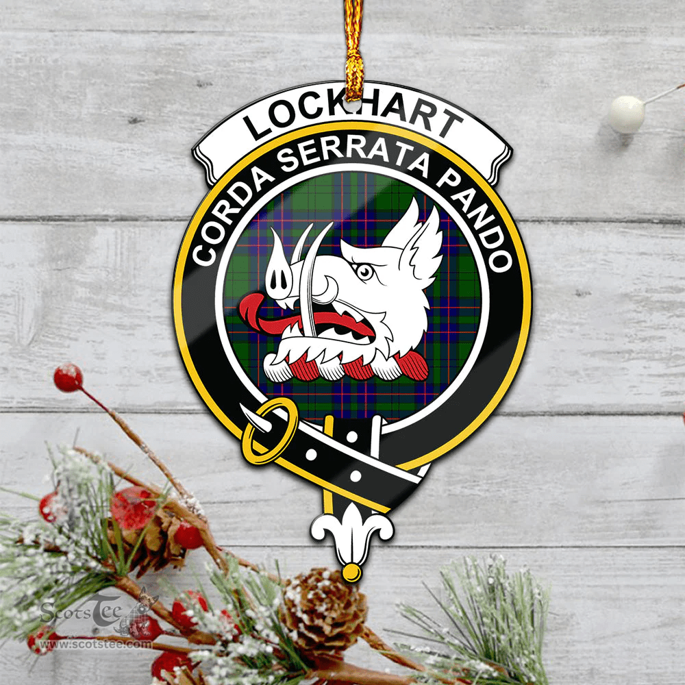 Scottish Lockhart Modern Clan Tartan Mica Ornament Christmas Decoratio - 2-Sided  Scottish Plaid Tartan Plaid