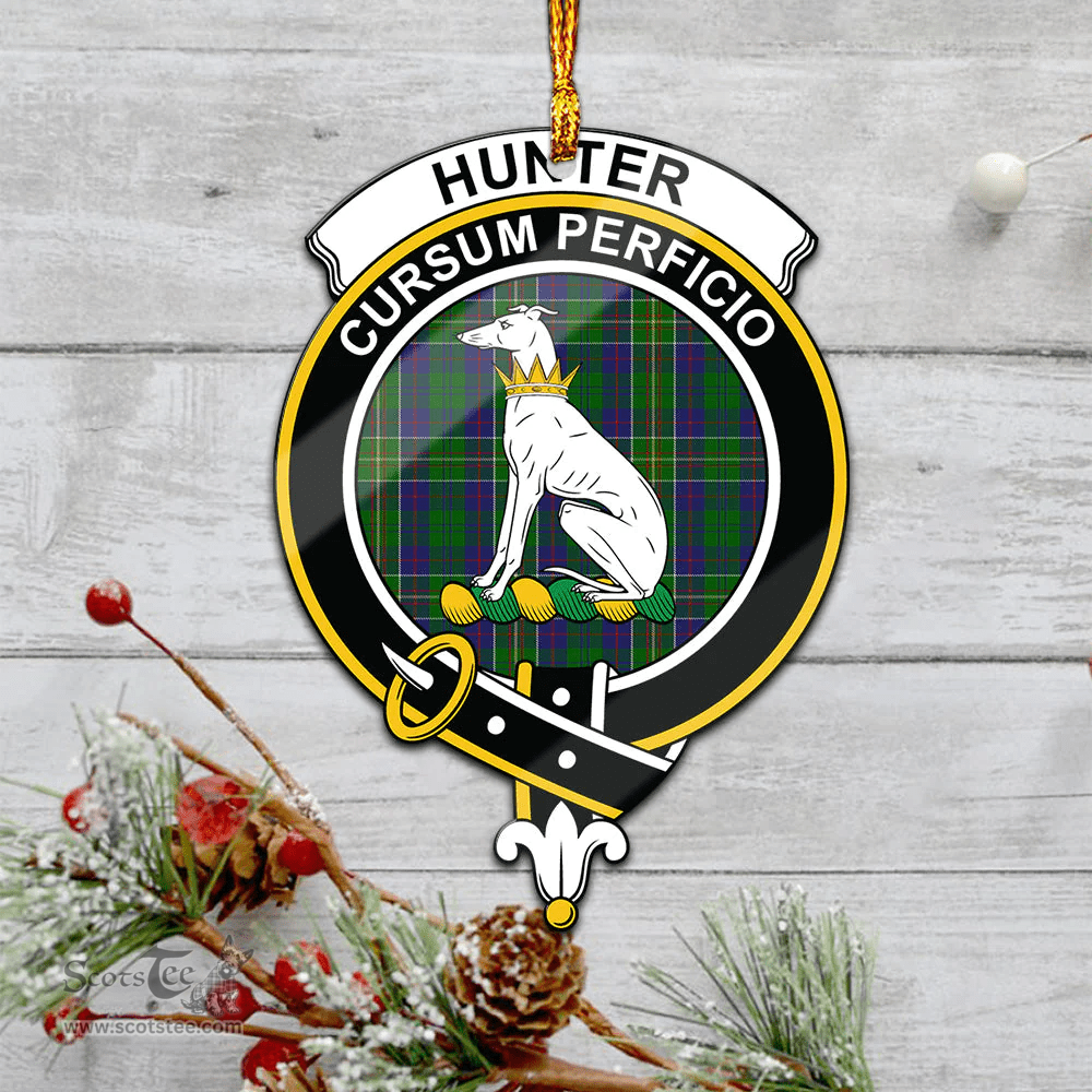 Scottish Hunter Of Hunterston Clan Tartan Mica Ornament Christmas Decoratio - 2-Sided  Scottish Plaid Tartan Plaid