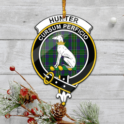 Scottish Hunter Of Hunterston Clan Tartan Mica Ornament Christmas Decoratio - 2-Sided  Scottish Plaid Tartan Plaid