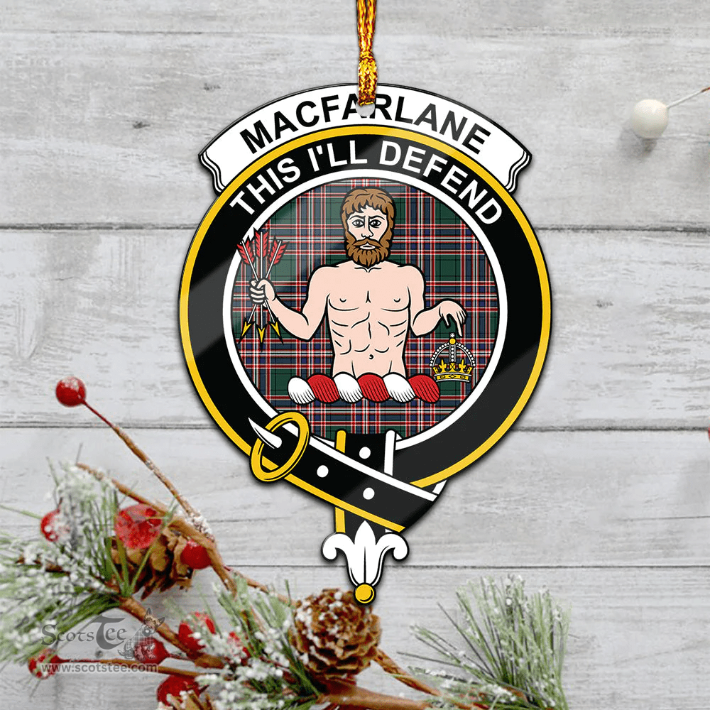 Scottish Macfarlane Hunting Modern Clan Tartan Mica Ornament Christmas Decoratio - 2-Sided  Scottish Plaid Tartan Plaid