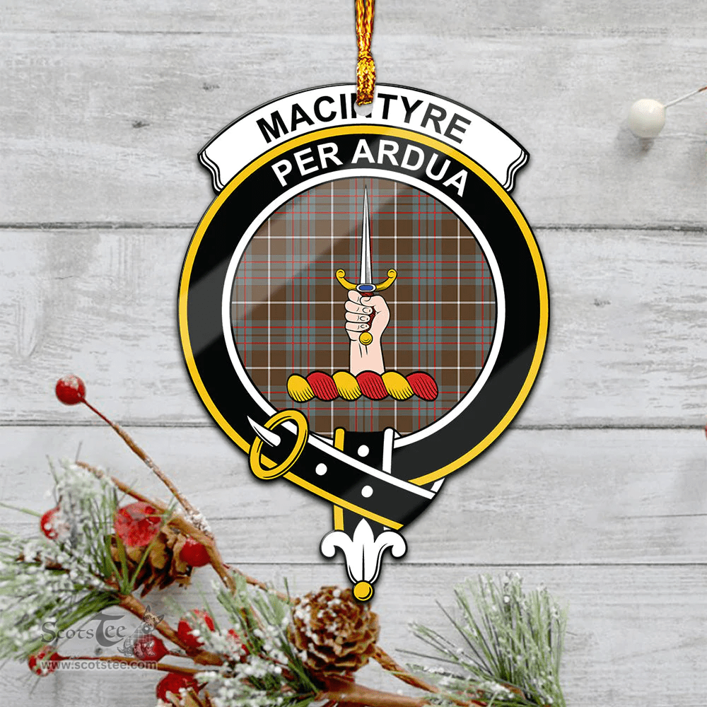 Scottish Macintyre Hunting Weathered Clan Tartan Mica Ornament Christmas Decoratio - 2-Sided  Scottish Plaid Tartan Plaid