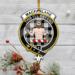 Scottish Macfarlane Black White Clan Tartan Mica Ornament Christmas Decoratio - 2-Sided  Scottish Plaid Tartan Plaid