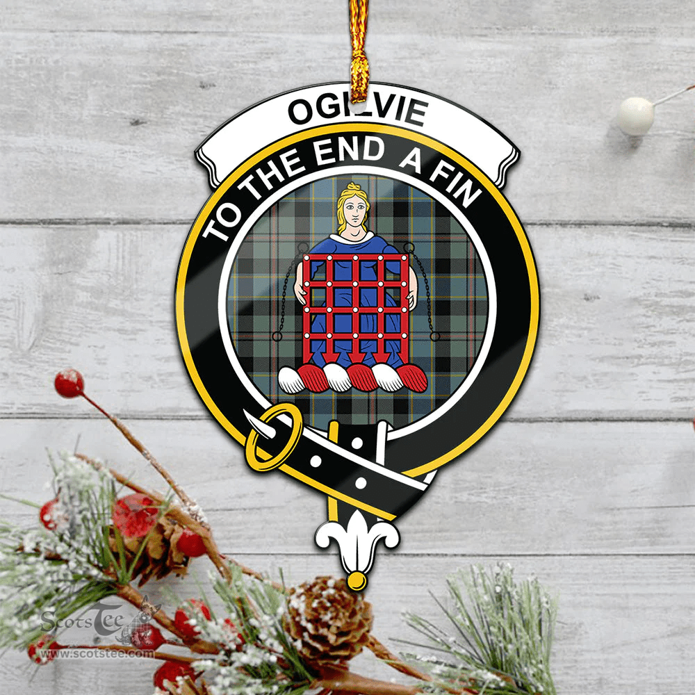 Scottish Ogilvie Ogilvy Hunting Clan Tartan Mica Ornament Christmas Decoratio - 2-Sided  Scottish Plaid Tartan Plaid