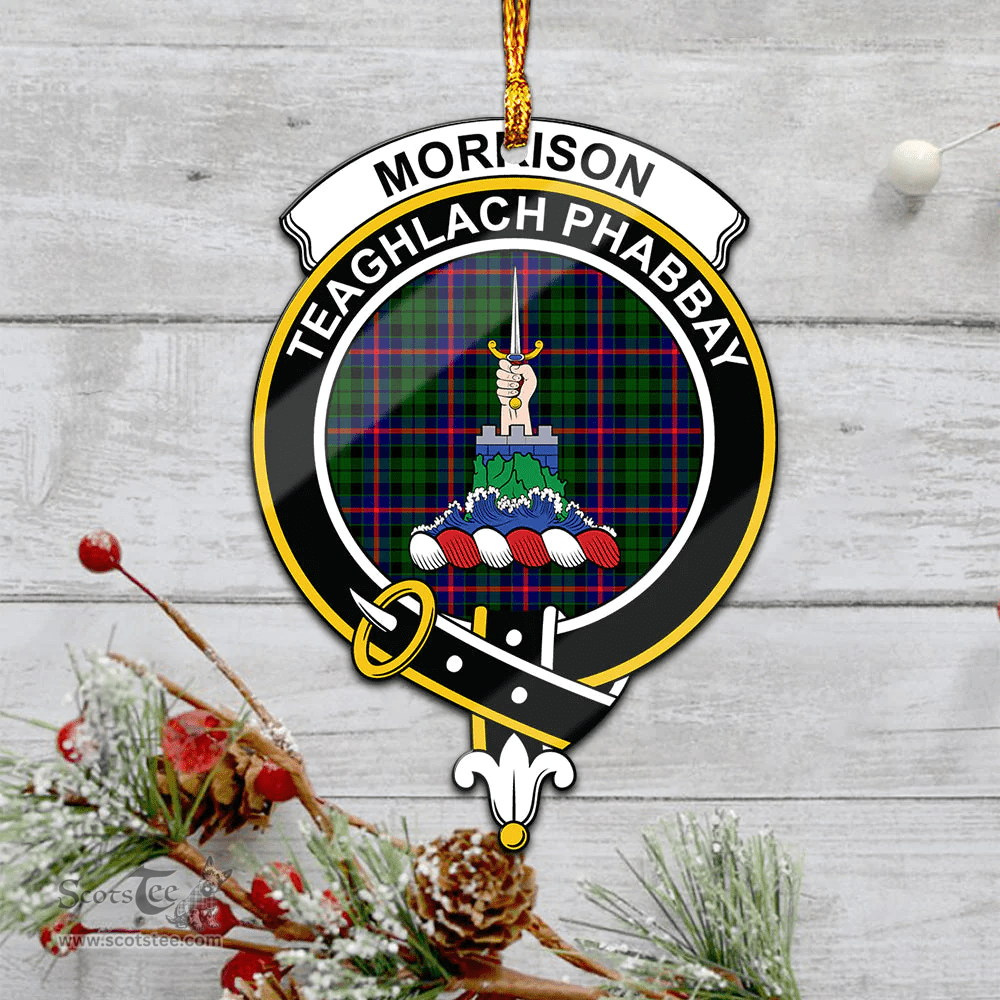 Scottish Morrison Modern Clan Tartan Mica Ornament Christmas Decoratio - 2-Sided  Scottish Plaid Tartan Plaid