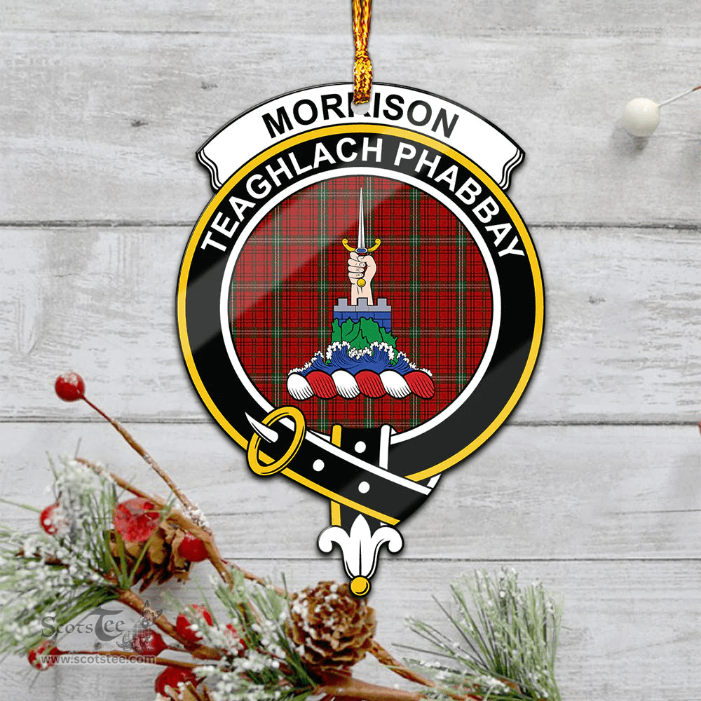 Scottish Morrison Ancient Clan Tartan Mica Ornament Christmas Decoratio - 2-Sided  Scottish Plaid Tartan Plaid