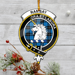 Scottish Ramsay Blue Ancient Clan Tartan Mica Ornament Christmas Decoratio - 2-Sided  Scottish Plaid Tartan Plaid