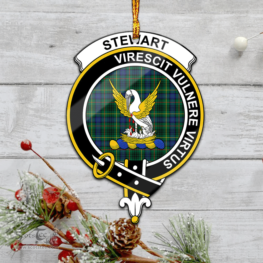 Scottish Stewart Hunting Modern Clan Tartan Mica Ornament Christmas Decoratio - 2-Sided  Scottish Plaid Tartan Plaid