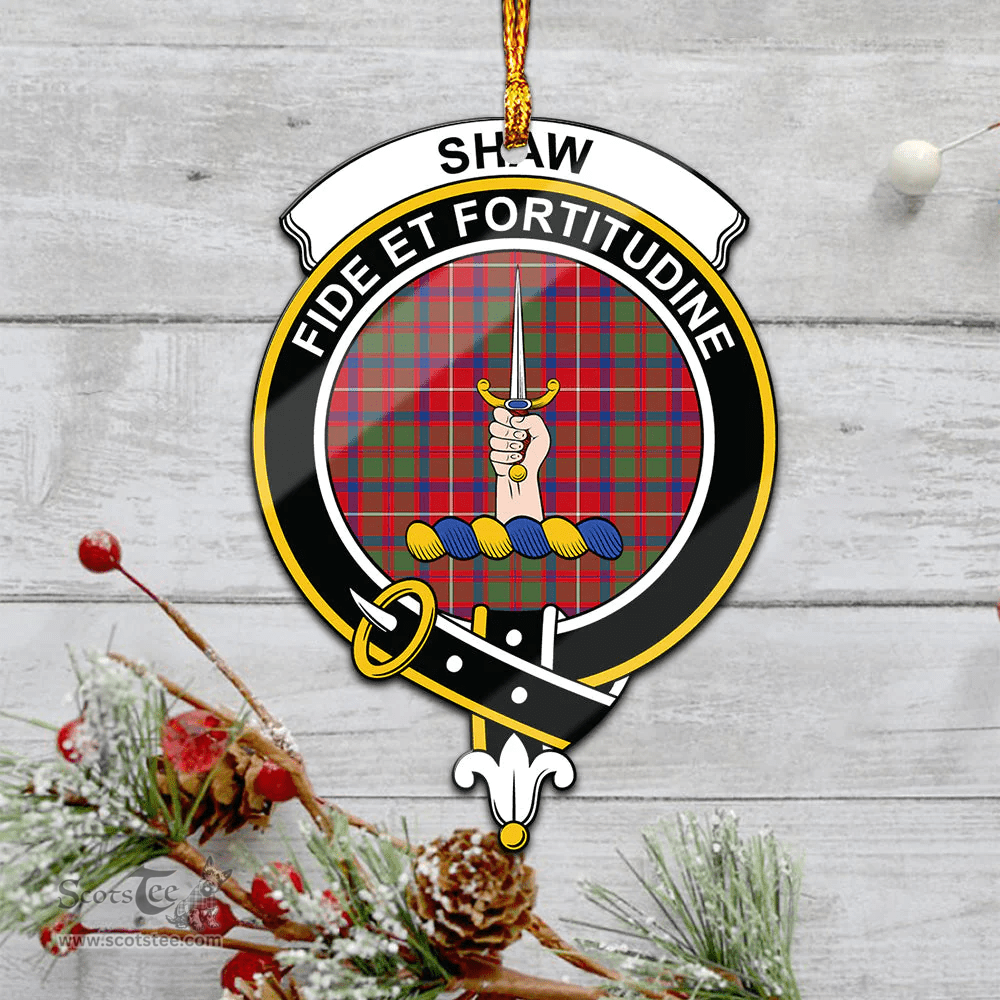 Scottish Shaw Red Modern Clan Tartan Mica Ornament Christmas Decoratio - 2-Sided  Scottish Plaid Tartan Plaid