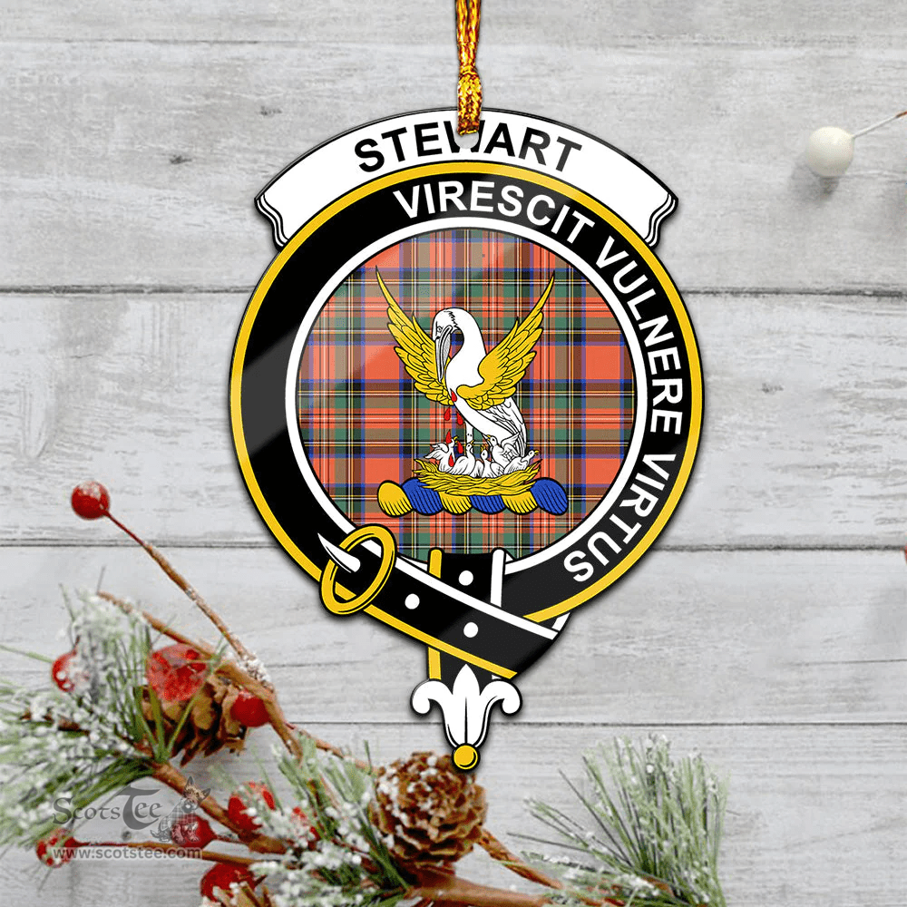 Scottish Stewart Royal Ancient Clan Tartan Mica Ornament Christmas Decoratio - 2-Sided  Scottish Plaid Tartan Plaid