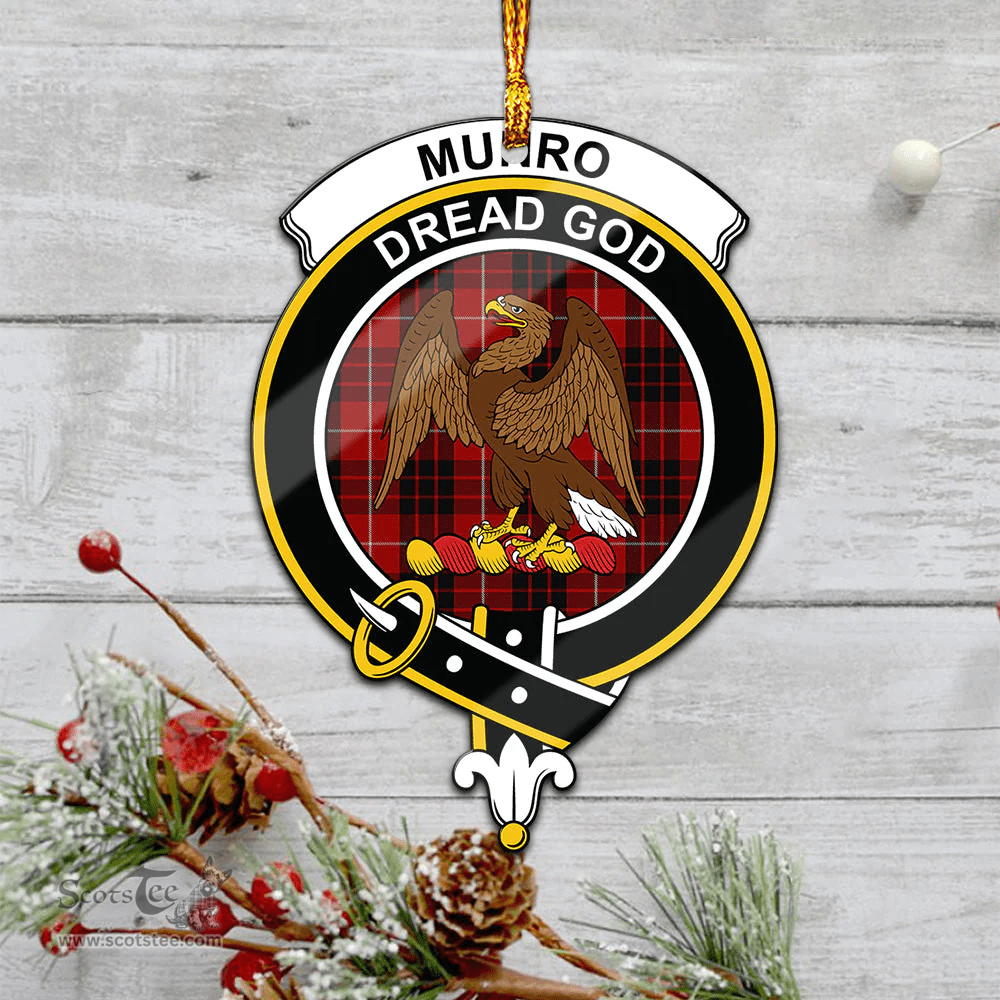 Scottish Munro Black And Red Clan Tartan Mica Ornament Christmas Decoratio - 2-Sided  Scottish Plaid Tartan Plaid