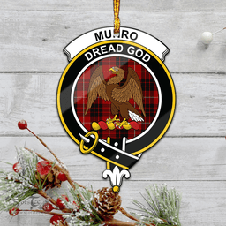 Scottish Munro Black And Red Clan Tartan Mica Ornament Christmas Decoratio - 2-Sided  Scottish Plaid Tartan Plaid