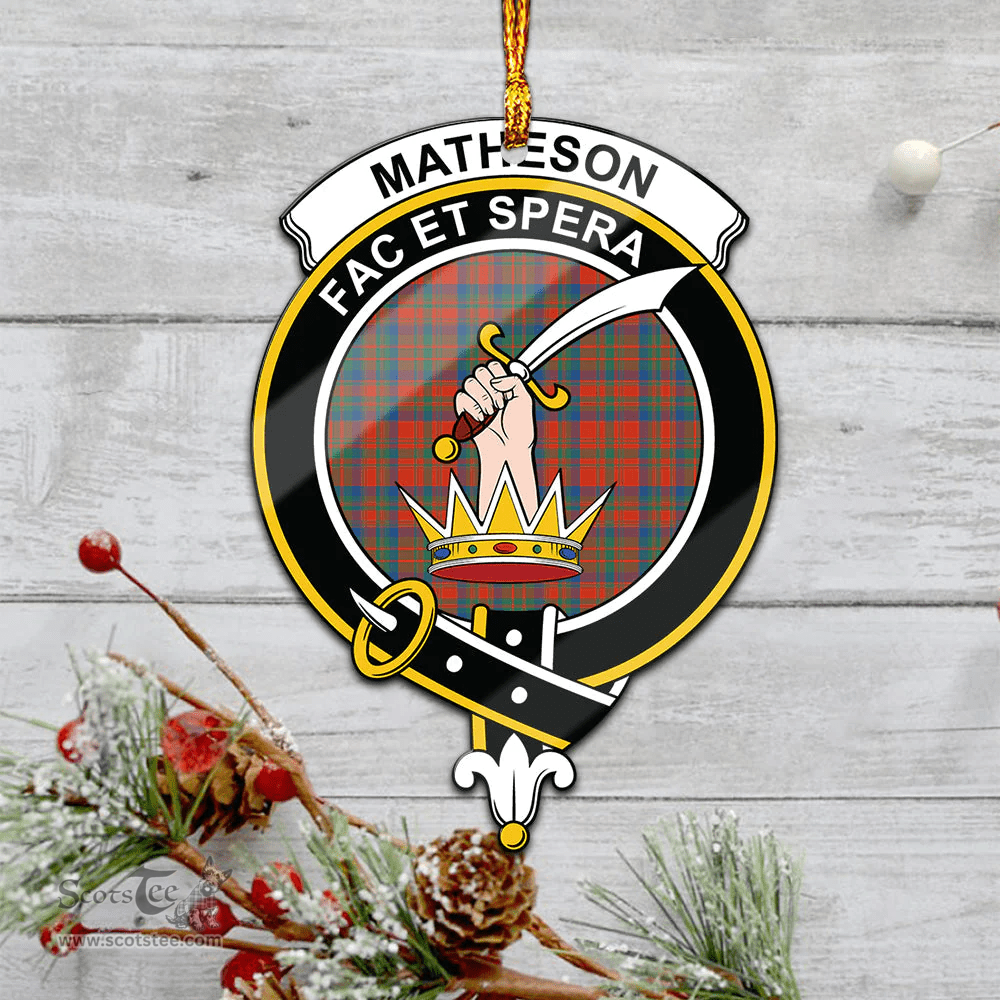 Scottish Matheson Ancient Clan Tartan Mica Ornament Christmas Decoratio - 2-Sided  Scottish Plaid Tartan Plaid