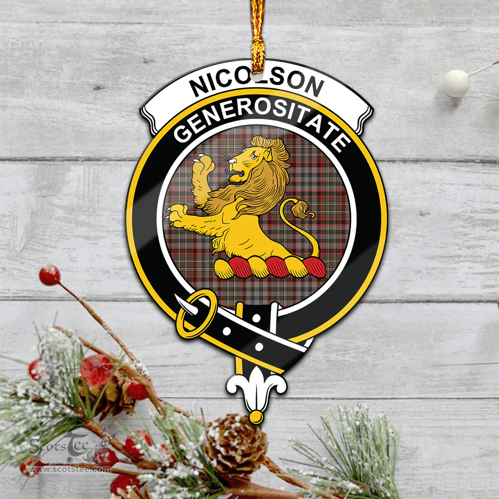 Scottish Nicolson Hunting Weathered Clan Tartan Mica Ornament Christmas Decoratio - 2-Sided  Scottish Plaid Tartan Plaid