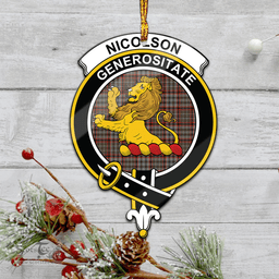 Scottish Nicolson Hunting Weathered Clan Tartan Mica Ornament Christmas Decoratio - 2-Sided  Scottish Plaid Tartan Plaid