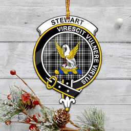 Scottish Stewart Black And White Clan Tartan Mica Ornament Christmas Decoratio - 2-Sided  Scottish Plaid Tartan Plaid