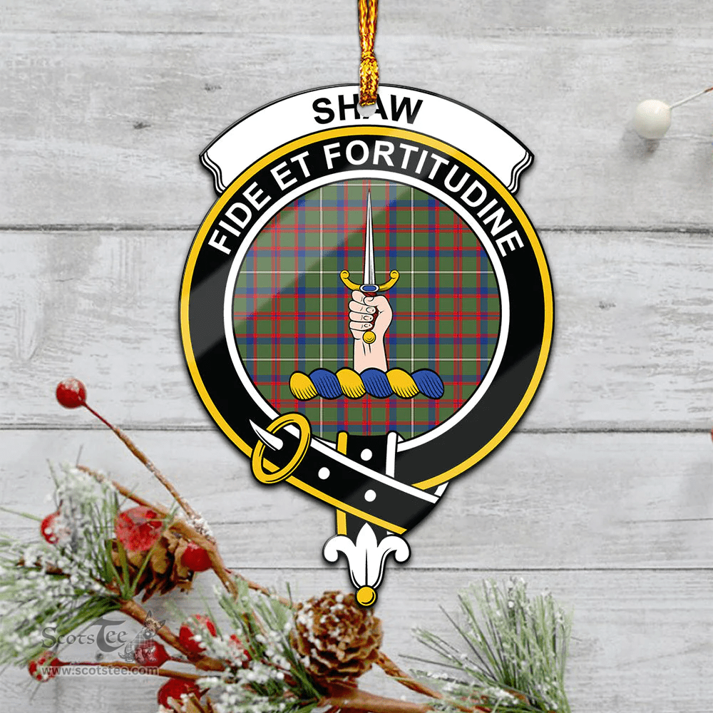 Scottish Shaw Green Modern Clan Tartan Mica Ornament Christmas Decoratio - 2-Sided  Scottish Plaid Tartan Plaid