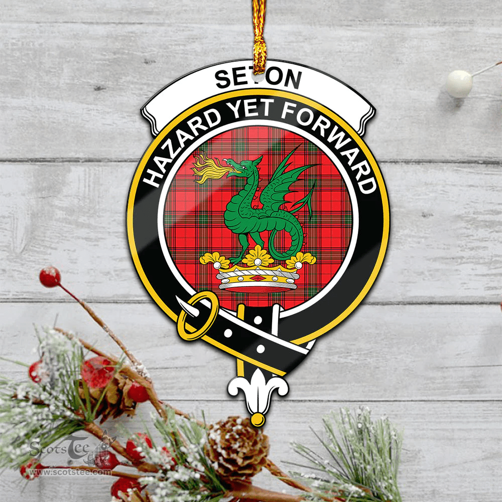 Scottish Seton Modern Clan Tartan Mica Ornament Christmas Decoratio - 2-Sided  Scottish Plaid Tartan Plaid