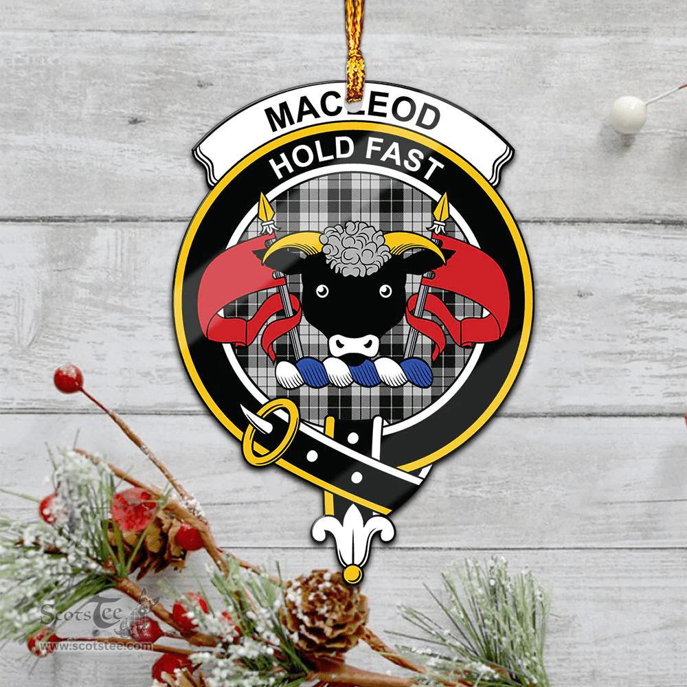 Scottish Macleod Black And White Clan Tartan Mica Ornament Christmas Decoratio - 2-Sided  Scottish Plaid Tartan Plaid